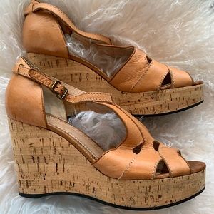 Chloe Leather Cork Wedge